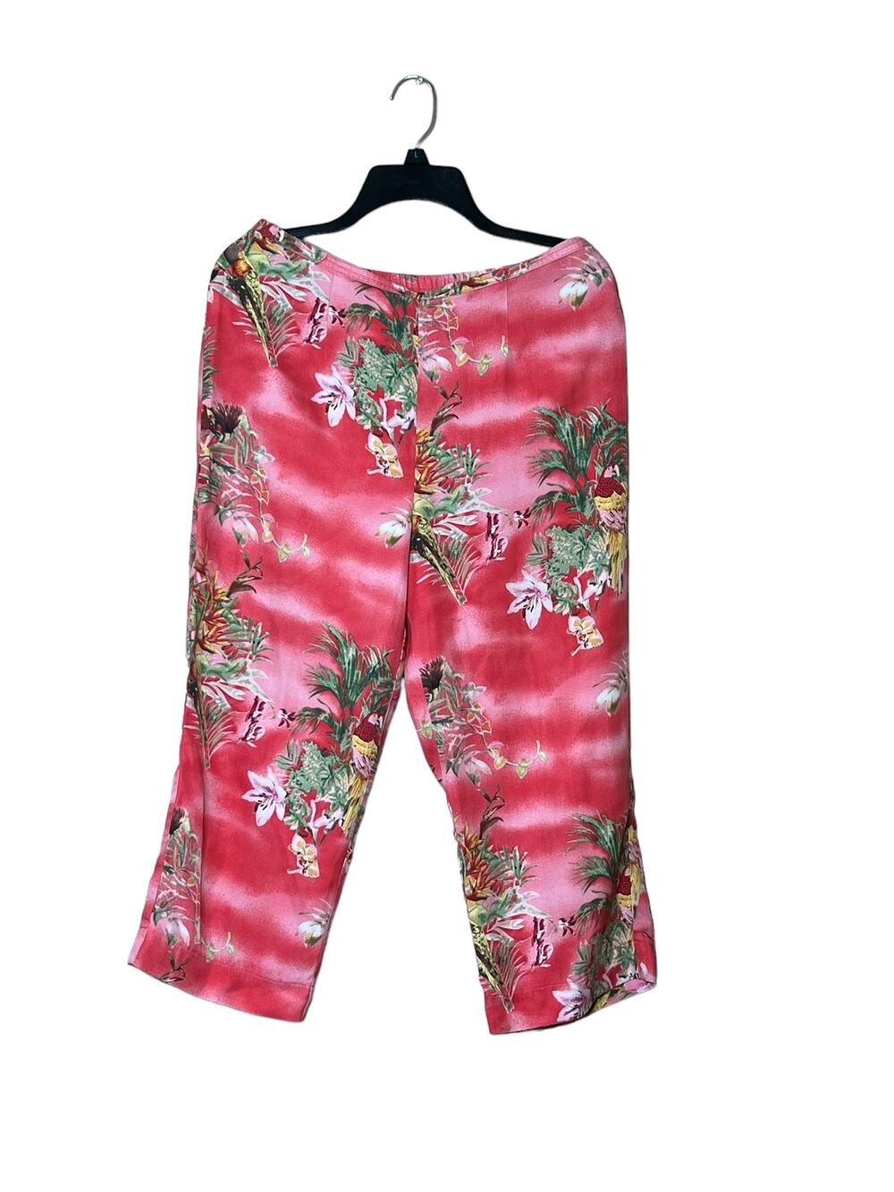 Nancy Bolen city girl silk floral cropped pants Sz large tropical prints